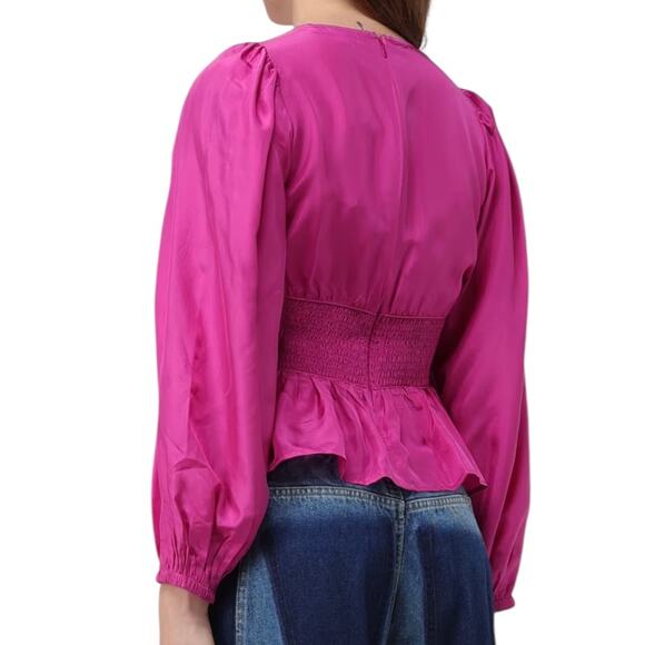 *NWOT Sea Fabiloa Silk Peplum Top Pink/Viscose – Sz Small - Picture 3 of 8